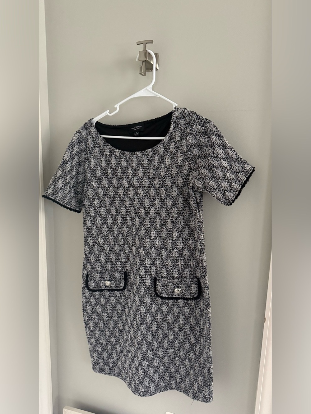 Isaac Mizrahi Black and White Tweed Midi Dress